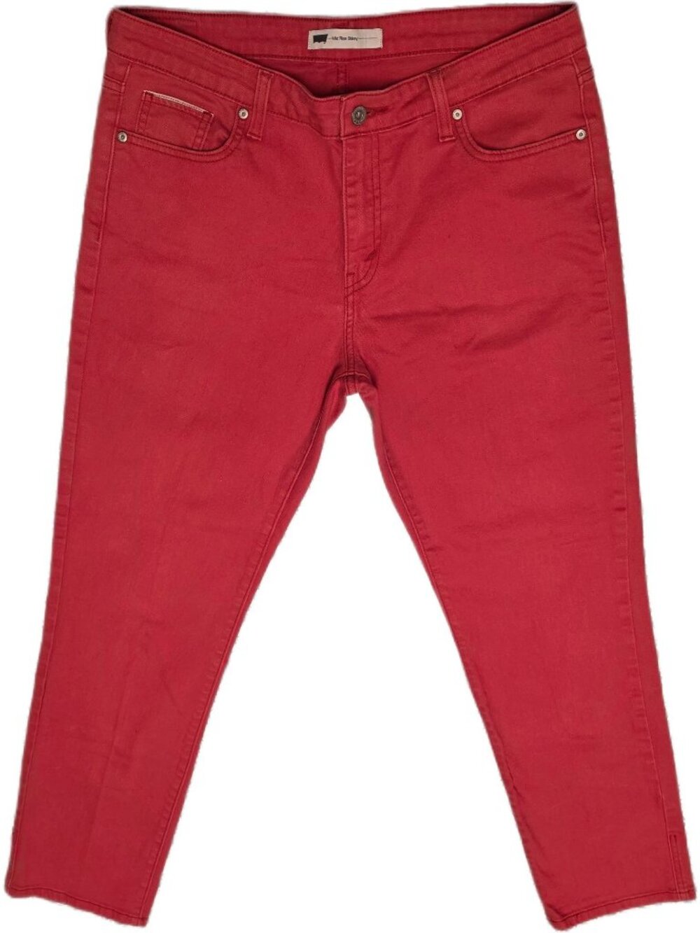Levi's Mid Rise Skinny Slim Jeans 14M Tomato Orange Red Rare Blank Tab